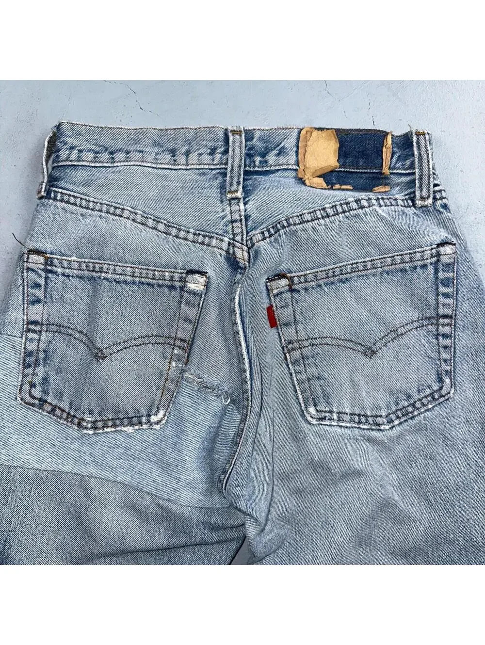 Levis 501 Vintage 80s Redline Selvedge USA XX Jeans Light Wash 524 Act 25x29